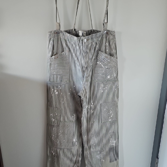 ●●WE THE FREE STRIPED PAINTERS OVERALLS NWOT SIZE L●● - Picture 4 of 12